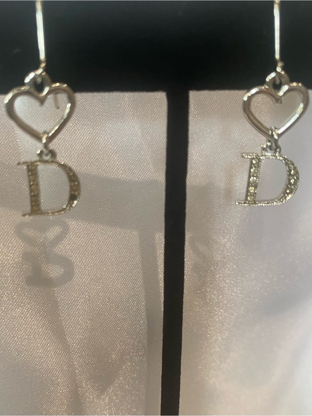 Christian Dior Chystal “D” Logo & Heart Charm Earrings